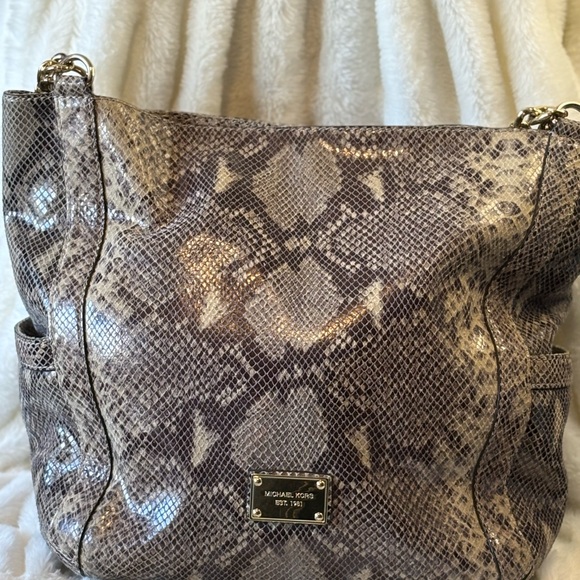 Michael Kors Handbags - Michael Kors Python Pattern Shoulder Bag - Tan